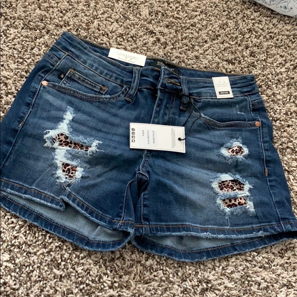 Judy Blue Leopard Patch Jean Shorts